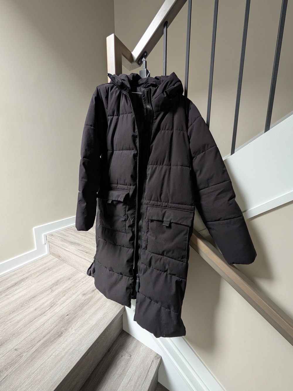 Twik (Simons ) Long Hooded Puffer Coat in Black - Picture 2 of 10